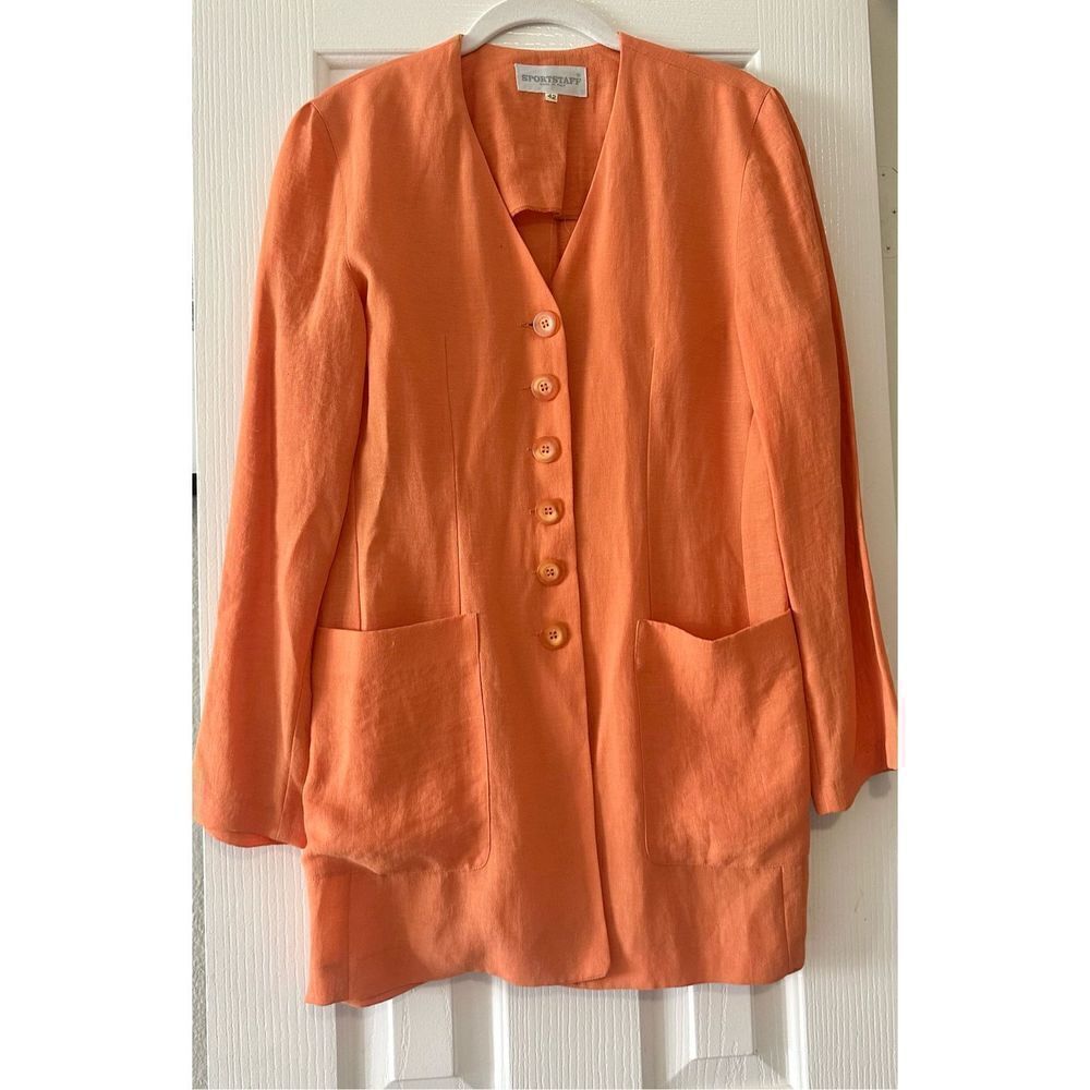 SportStaff Made in Italy Orange Linen-Blend Jacket | Size EU 42